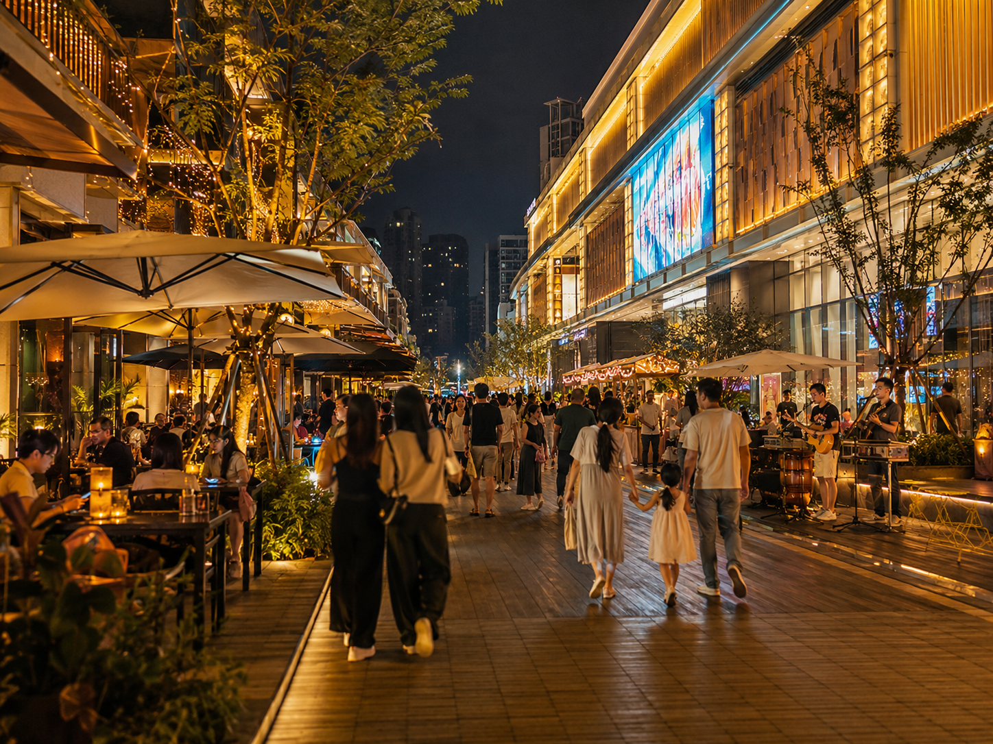 第四代万达夜经济街区人流效果图